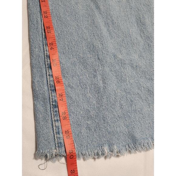 Forever 21 Premium Jeans Women's Size 27 Raw Hem Blue Denim Wide Leg Baggy Y2K - Picture 9 of 10